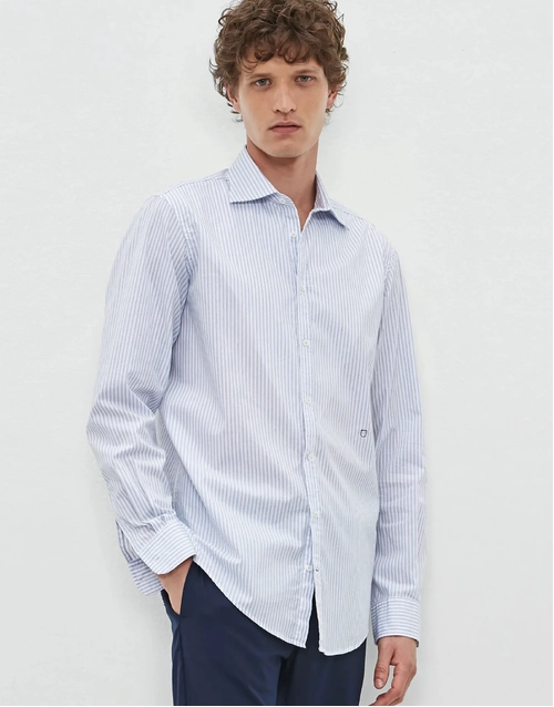MASSIMO ALBA | Genova Classic Striped Shirt | Sky