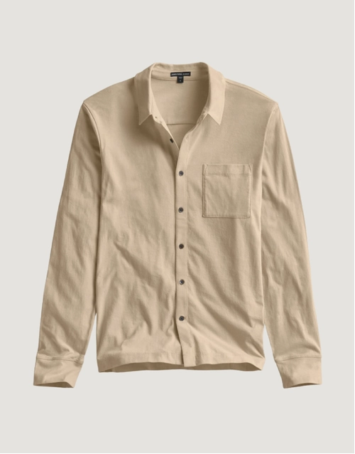 JAMES PERSE | Long Sleeve Clean Finish Jersey Shirt | Light Khaki