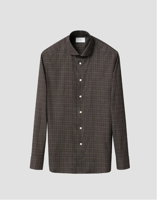 ETON | Check Signature Flannel Shirt | Brown