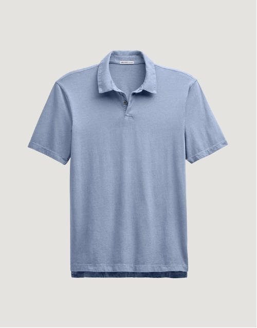 JAMES PERSE | Sueded Jersey Polo Shirt | Ocean