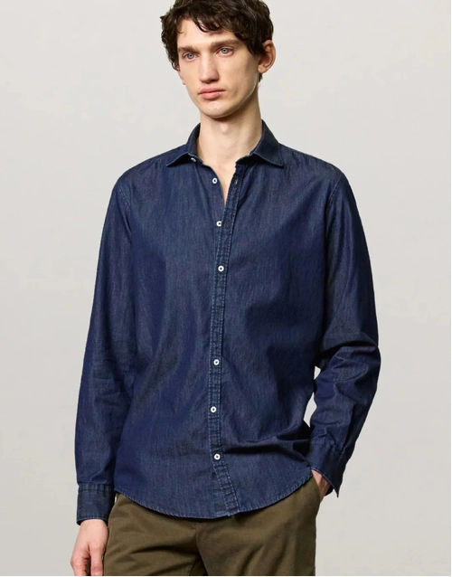 MASSIMO ALBA | Canary Cotton Shirt | Blue Denim