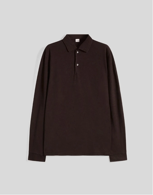 ASPESI | Luigi Long Sleeve Polo Shirt | Brown