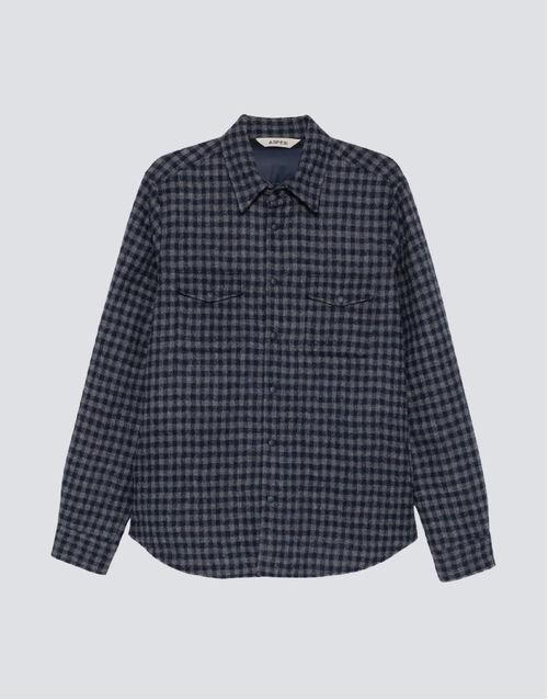 ASPESI | Doppia Wool Shirt Jacket | Blue Check