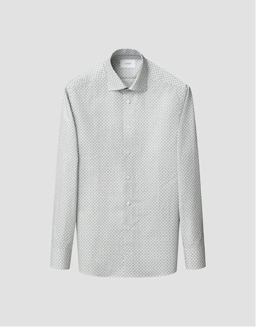 ETON | Motif Signature Twill Shirt | Mid Blue
