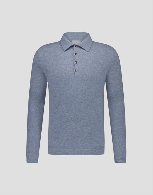 ROBINSON MAN | Endeavour Cashmere Polo Sweater | Chambray Melange